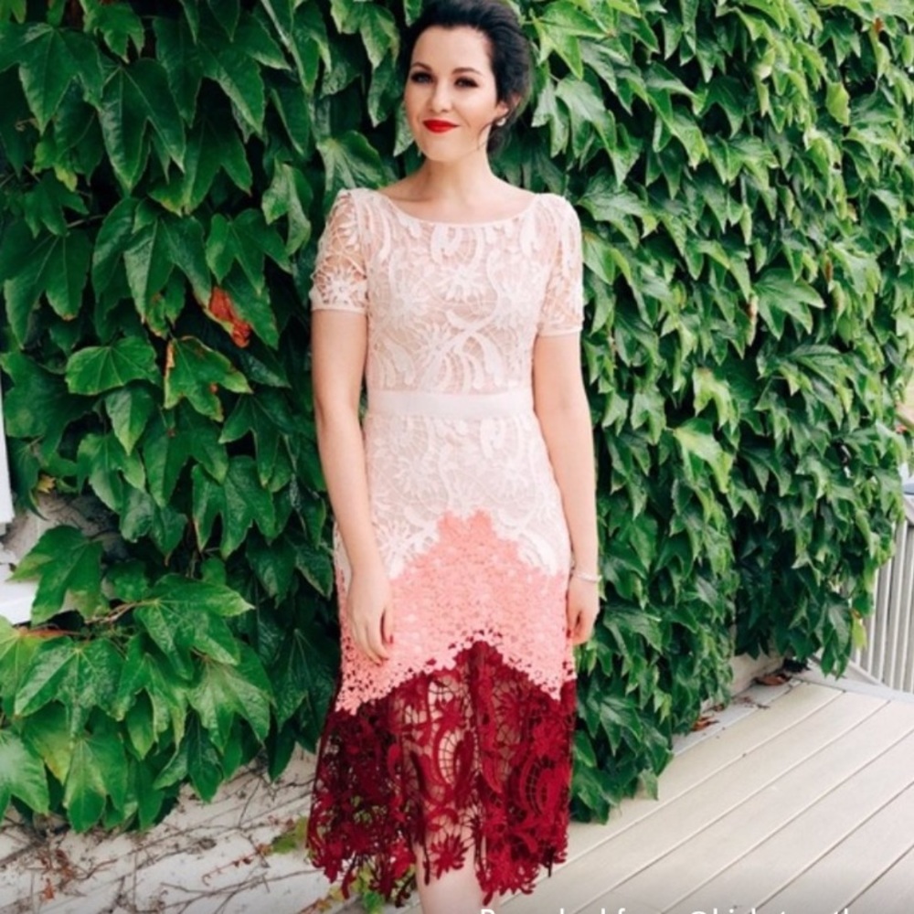 maje red lace dress Maje Romarin Multicolor Tiered Lace Maxi D…